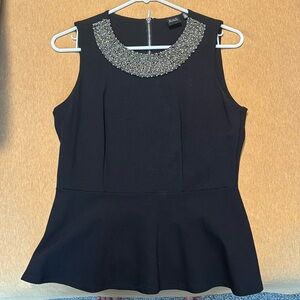 BLACK Saks Fifth Avenue M peplum beaded top